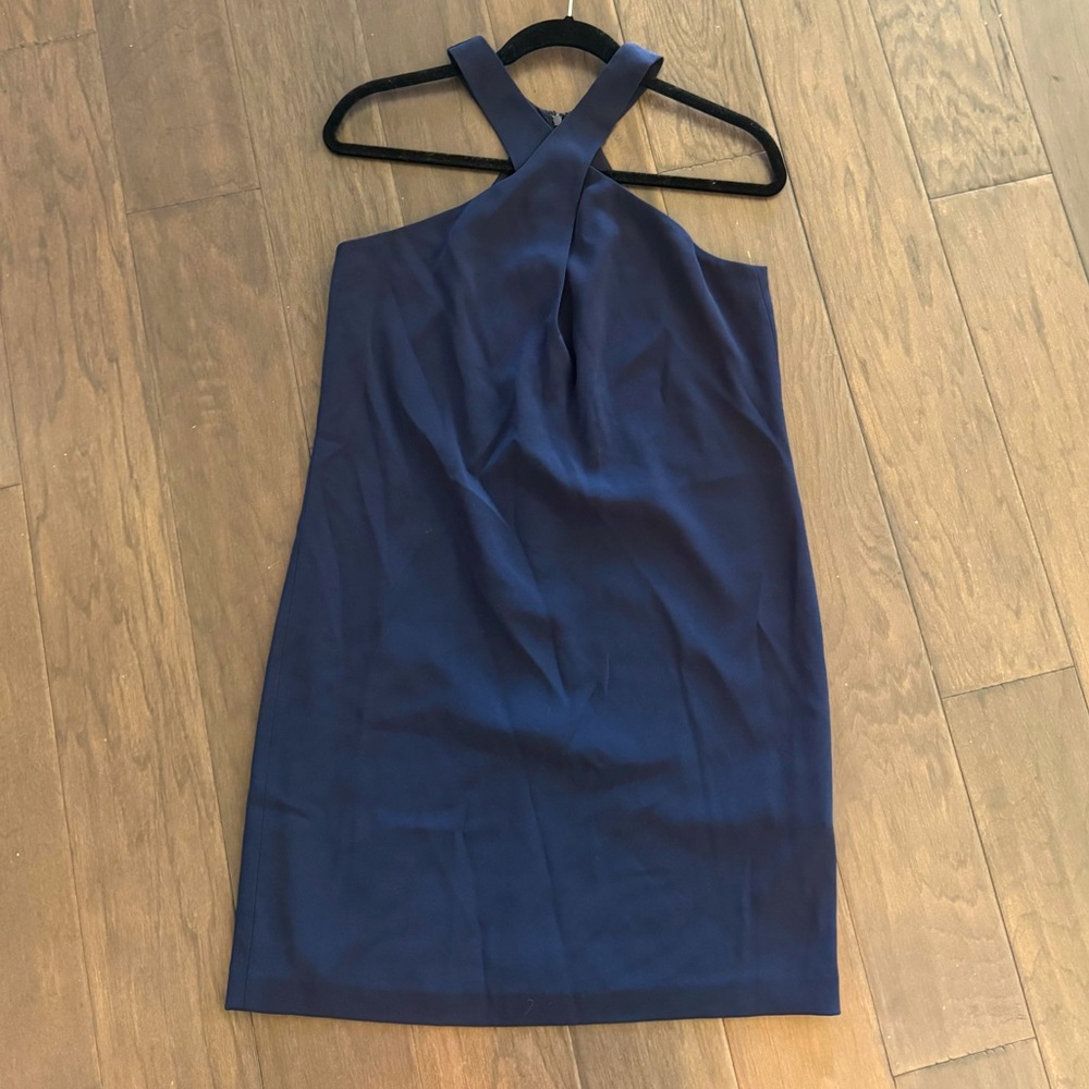 Club Monaco Cross Over Halterneck Dress. Size 2. Navy.